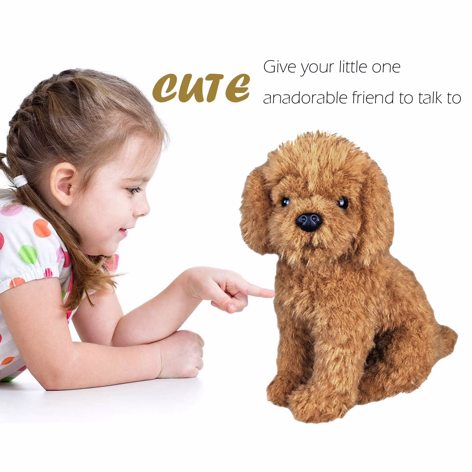 Tarmeek Plushies Toy Set Realistic Plush Toy Dog Labradoodle Dog Plush Stuffed Animal for kids Cute Kawaii Plush Gifts for Children Kids Friends